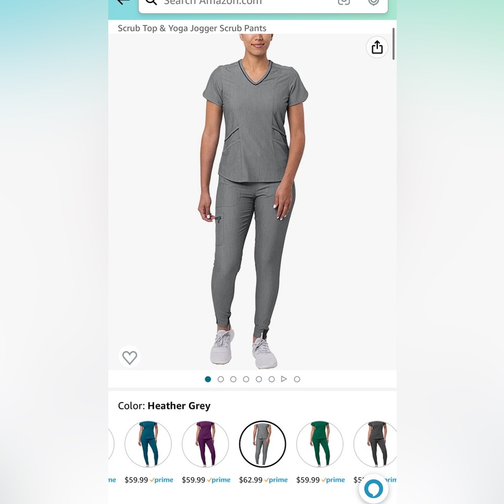 Gray designer scrub set jogger style - gently worn